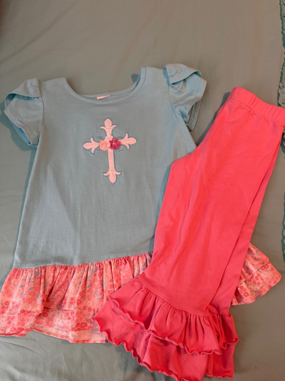 Girls' Blue & Pink Ruffle Matching Set
